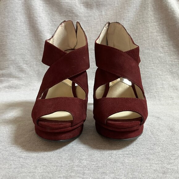 MICHAEL Michael Kors Burgundy Suede/Leather Heels, Never worn.  Size 7 - Picture 2 of 12